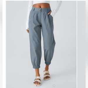 NWT Halara Mid Rise Button Zipper Side Pocket Casual Cotton Joggers Size Small